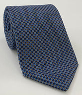 Sky Blue & Dark Burnt Orange on Midnight Blue Macclesfield Print Silk Bow MCBT-309